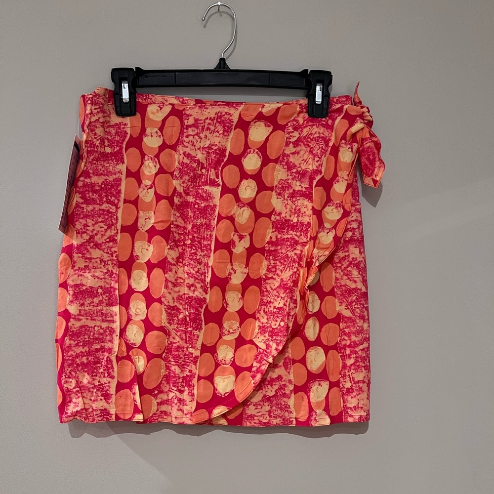 Samson Pink and Orange Patterned Wrap Skirt NWT